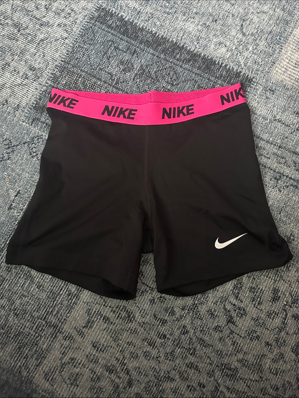 Nike Black Athletic Shorts with Pink Logo Waistband